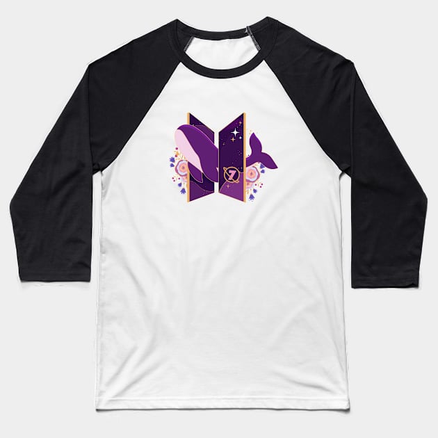 BTS purple logo Baseball T-Shirt by nelkrshop